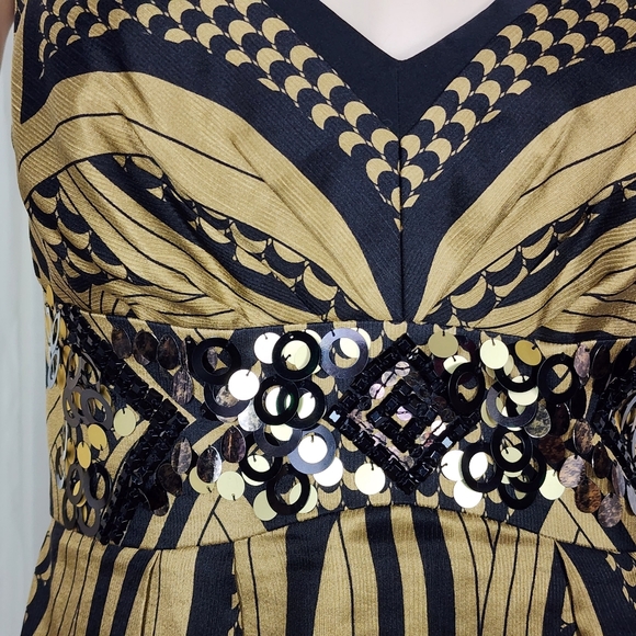 Nanette Lepore silk black gold goddess tank top blouse 10 - Picture 2 of 7